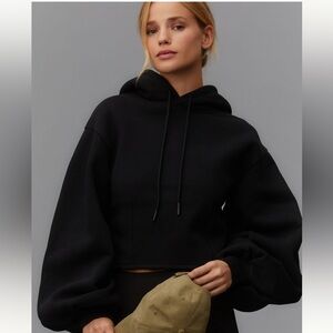 Sweaty Betty Black Cropped Oversized Hoodie size XS NWOT